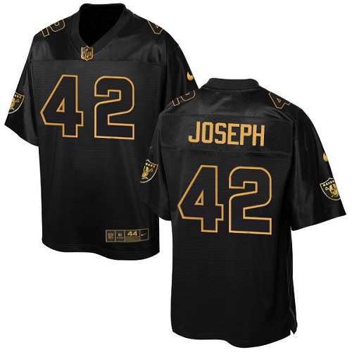 Men's Elite Karl Joseph Nike Jersey Black - #42 Pro Line Gold Collection NFL Oakland Raiders
